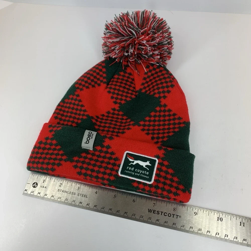 Merry Mitchmas Beanie 5k 10k Red Coyote Red OSFM Boco Gear Pom Running Hat Cap